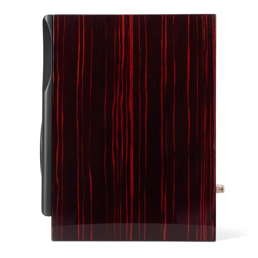 Hand-finished gloss ruby flame veneer on a Neat cabinet