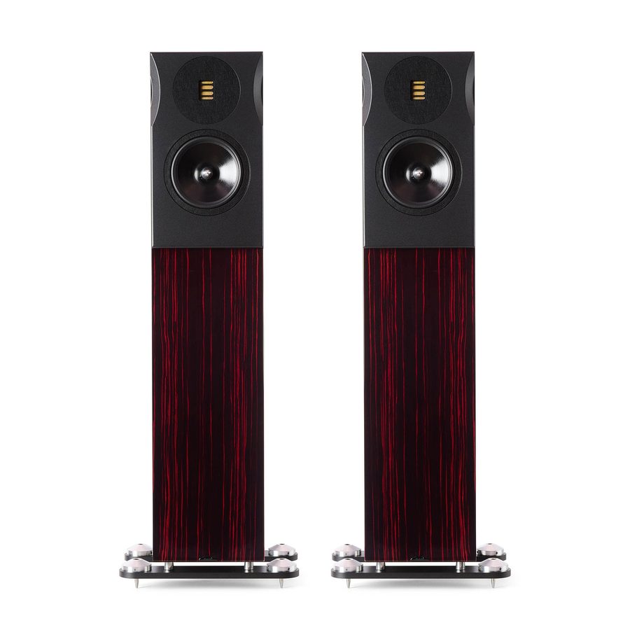Neat Momentum J6 flagship floorstanding loudspeakers in gloss ruby flame