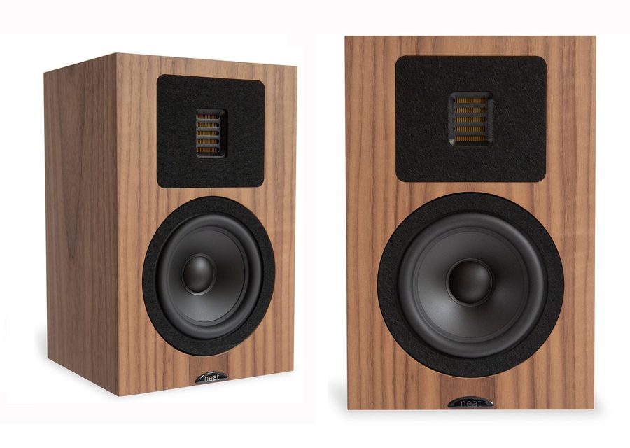 Neat Petite Classic standmount loudspeakers in walnut, on stands