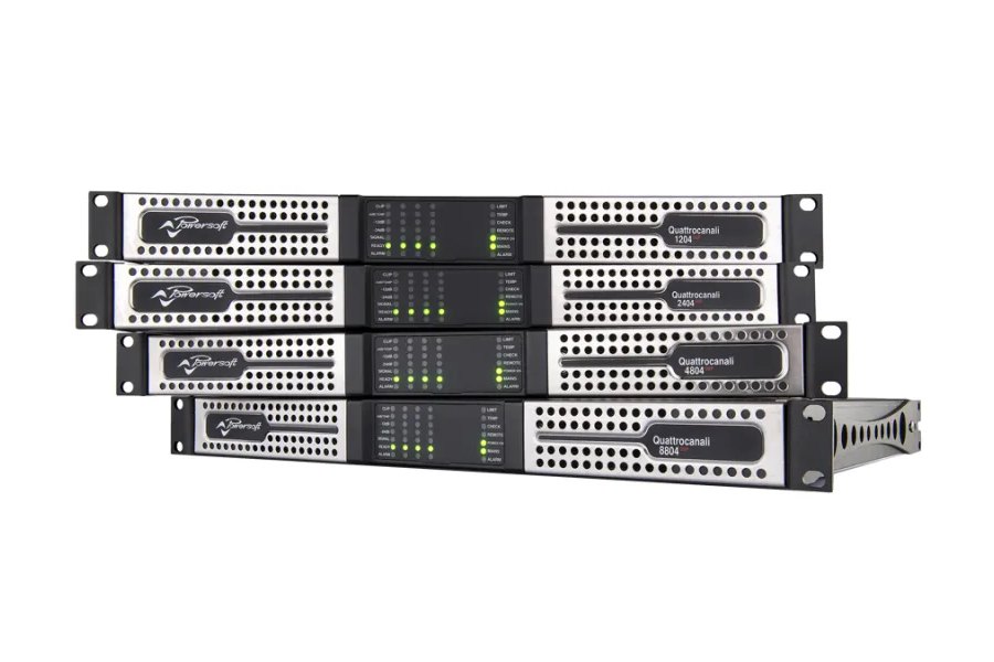 Powersoft Quattrocanali 1RU install amplifiers stacked