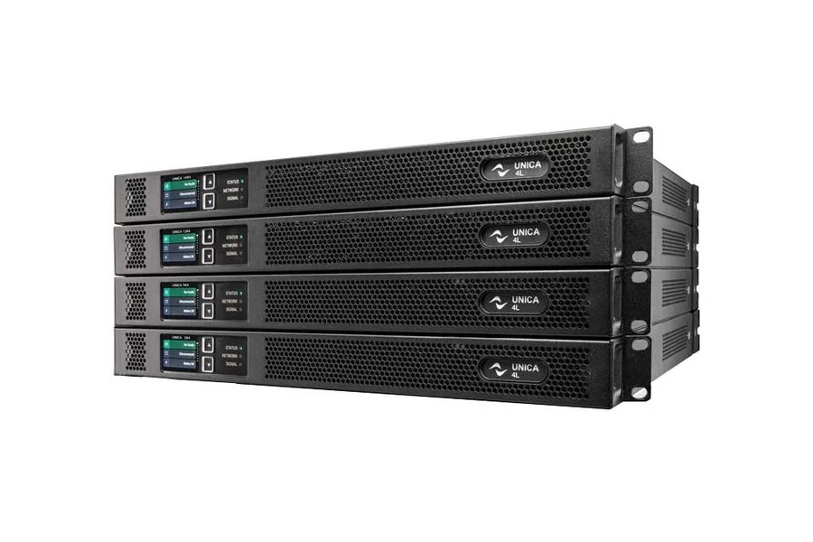 Powersoft UNICA 4L four-channel amplifiers stacked