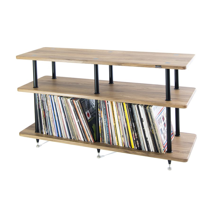 Solidsteel VL-3 vinyl storage rack in walnut